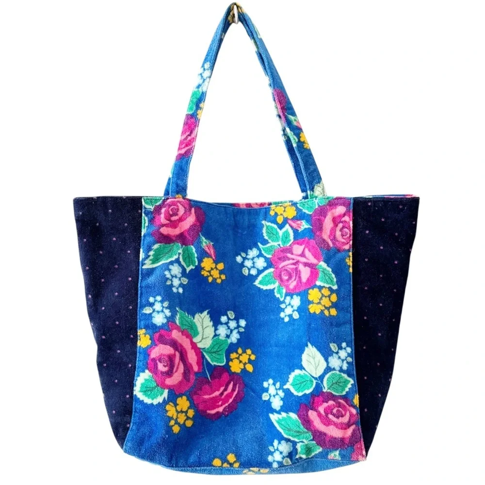 Matilda Jane Sweet Sunshine Blue Floral Towel Reusable Tote‎ Bag